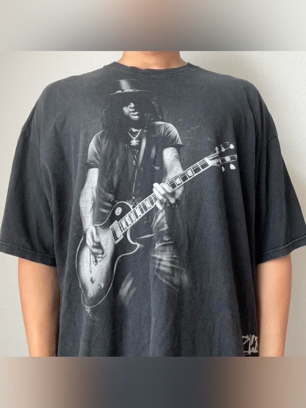 Vintage 1990s Guns N Roses Slash Band Graphics Black Tee Shirt